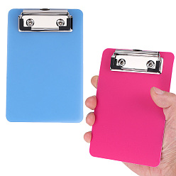 Mixed Color 2Pcs 2 Colors Rectangle PP Plastic & Iron Clipboards, Standard Clip Hardboard, for Classroom & Office, Mixed Color, 150x100x1.5~10mm