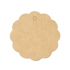 BurlyWood 100Pcs Blank Kraft Paper Gift Tags, Wavy Edged Flat Round, BurlyWood, 5.95x0.05cm, Hole: 4mm