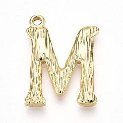 Letter M 304 подвески из нержавеющей стали, письмо амулеты, Буква М, 22x17x3 мм, отверстие : 1.6 мм