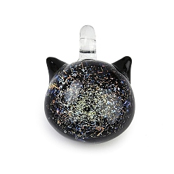 Шампанско-Желтый Подвески лэмпворк ручной работы, подвески в форме кошки, шампанское желтый, 23.5~24x17.5x13.5~14 мм, отверстие : 2.5 мм