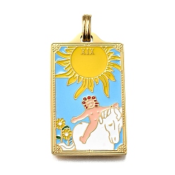 Лошадь Таро 304 эмалевые подвески из нержавеющей стали, реальный 18 k позолоченный, ионное покрытие (ip), лошадь, 37.5x22x2 мм, отверстие : 6x3.5 мм