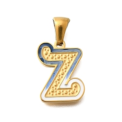 Letter Z 304 подвески из нержавеющей стали, с эмалью, ионное покрытие (ip), лазерная резка, реальный 18 k позолоченный, Письмо Z, 16x11.5x1.5 мм, отверстие : 5.5x2.5 мм