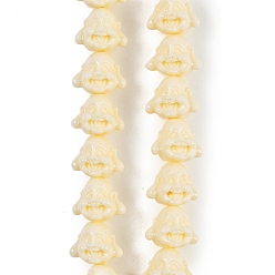 Лимонный шифон Нити резных бусин из синтетического коралла, окрашенные, Голова Будды, лимонный шифон, 11x13x11 мм, отверстие : 1.4 мм, около 34 шт / нитка, 13.98 дюйм (35.5 см)