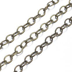 Antique Bronze Brass Cable Chains, Unwelded, with Spool, Oval, Cadmium Free & Nickel Free & Lead Free, Antique Bronze, 4x3x0.6mm, about 301.83 Feet(92m)/roll