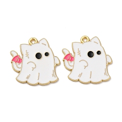 Ghost Подвески из сплава хэллоуина с эмалью, золотые, призрак, 21.5x20.5x1 мм, отверстие : 1.6 мм