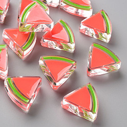 Tomato Transparent Enamel Acrylic Beads, Watermelon, Tomato, 23.5x25.5x9mm, Hole: 3.5mm