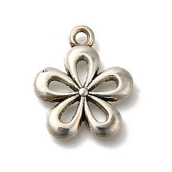 Цветок Подвески из сплава , старинные серебряные подвески, цветок, 17.5x15.5x2 мм, отверстие : 1.7 мм