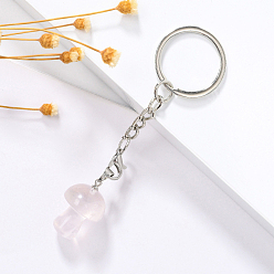 Хрусталь Брелок в форме гриба из натурального кварца, с железной фурнитурой, 9 см