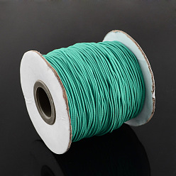 Light Sea Green Round Elastic Cord, with Nylon Outside and Rubber Inside, Light Sea Green, 1mm, about 109.36 yards(100m)/roll