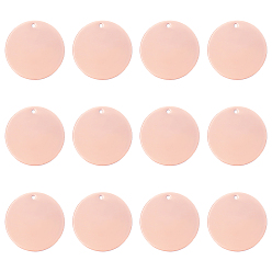 Красная Медь Латунные подвески, штамповка пустой метки, плоско-круглые, Красная медь, 25x0.8 мм, отверстие : 1 мм, 30 шт / коробка