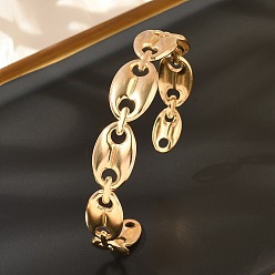 Настоящее золото 18K 304 женские браслеты-манжеты из нержавеющей стали, реальный 18 k позолоченный, 1/2 дюйм (1.2 см), внутренний диаметр: 2-1/4 дюйм (5.85 см)