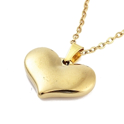 Real 18K Gold Plated Heart 304 Stainless Steel Pendant Necklaces, Cable Chains Necklaces for Women, Real 18K Gold Plated, 15.75 inch(40cm), pendant: 15.5x20mm