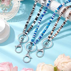 (52) Непрозрачная лаванда Держатель для удостоверения личности из полимерной глины, сделанный вручную, Знак держатель талреп, брелок с застежкой из железного сплава, разноцветные, 500x6 мм, 3 шт / комплект