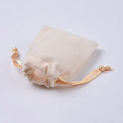 Wheat Velvet Packing Pouches, Drawstring Bags, Wheat, 9.2~9.5x7~7.2cm