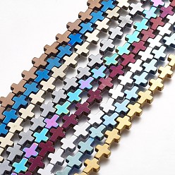 (52) Непрозрачная лаванда Немагнитные синтетический гематит бисер пряди, бисер нитей, вакуумное покрытие pvd, класс А, крестик, разноцветные, 10x8x3 мм, отверстие : 1 мм, около 40 шт / нитка, 15.9 дюйм