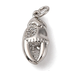 Платина Латунные микро проложить кубического циркония подвески, щипцы для омаров, с целью перехода в кольце, долговечный, без кадмия и без свинца, стойки покрытие, платина, 18x8.5x5 мм, отверстие : 3 мм