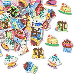 Food 2-луночное деревянные пуговицы, разноцветные, питание, 20~25x20~25x2.5 мм, отверстие : 1.4 мм, 50 шт / комплект