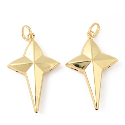 Настоящее золото 18K Латунные большие кулоны, звезда, стойки покрытие, долговечный, без кадмия и без свинца, с целью перехода в кольце, реальный 18 k позолоченный, 51x33x9 мм, отверстие : 8x6 мм