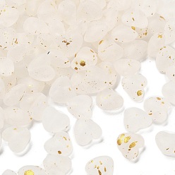 Белый Дым Матовые прозрачные акриловые бусины, сердце, с золотой фольгой и блестящими бусинами, серый, 9x10x5.5 мм, отверстие : 1.6 мм, Около 2000 шт / 500 г