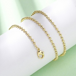 Настоящее золото 18K 2мм латунные шариковые цепочки ожерелья, с карабин-лобстерами , стойки покрытие, долговечный, реальный 18 k позолоченный, 15.94 дюйм (40.5 см)