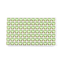 Перидот Aurora(jm) пришиваем горный хрусталь, граненый стеклянный горный хрусталь, многожильных ссылки, с латунной оправой золотистого цвета, сердце, перидот, 8x8x5.5 мм, отверстия : 0.9 mm и 1 мм