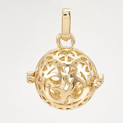 Light Gold Подвески из латуни, без никеля , для ожерелья, полый круглый с символом ом, золотой свет, 25x24x20.5 мм, отверстие : 3x7 мм, внутренней меры: 18 мм