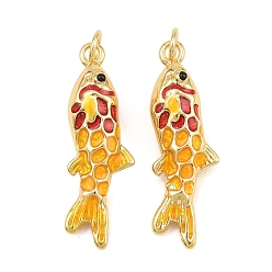 Colorful Brass Enamel Pendants, Fish Charms, Rack Plating, Long-Lasting Plated, Lead Free & Cadmium Free, Real 18K Gold Plated, Colorful, 27x9x6mm, Hole: 3.5mm