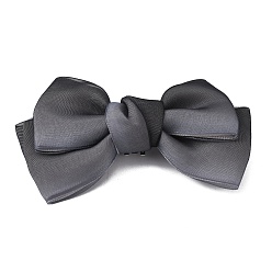 Gray Polyester Bowknot Shoe Decorations, Detachable Shoe Buckle Clips, with Iron Findings, Gray, 59x101x18mm