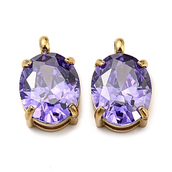 Настоящее золото 14K 304 подвески из нержавеющей стали с микропаве из циркония, овальные, реальный 14 k позолоченный, 12.5x8x5 мм, отверстие : 2 мм