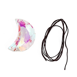 Прозрачный АВ Ловцы солнца из лунного стекла, Подвесное призматическое украшение для окна и сада., ясно AB, 450~460 мм, Кулон : 50x33 мм