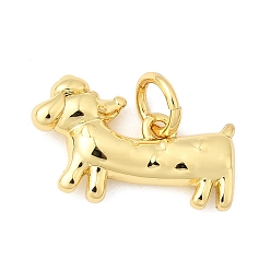Собака Латунные подвески, долговечный, без свинца и без кадмия, стойки покрытие, с целью перехода в кольце, реальный 18 k позолоченный, собака, 9.5x15.5x3 мм, отверстие : 3 мм
