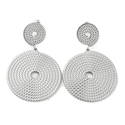 Нержавеющая Сталь Цвет Не тускнеющие 304 серьги-гвоздики из нержавеющей стали, плоско-круглые, цвет нержавеющей стали, 54x35 мм