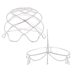 Платиновый & Серебристый 2 шт. 2 стили повязки на голову из сплава со стразами, аксессуары для волос для женщин и девушек, Платина и серебро, 250~354x170~260x4~7 мм, 1 шт / стиль