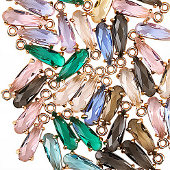 (52) Непрозрачная лаванда 50шт. граненые стеклянные подвески, с медными тонированными латунными открытыми спинками, слеза, разноцветные, 14.5x4.5x4 мм, отверстие : 1.2 мм