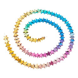 (52) Непрозрачная лаванда 2 нити синтетических немагнитных гематитовых бусин с градиентным покрытием, звезда, разноцветные, 6x3.5 мм, отверстие : 0.5 мм, около 68 шт / нитка, 13.98'' (35.5 см)