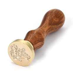 Word Brass Retro Wax Sealing Stamp, with Wooden Handle for Post Decoration DIY Card Making, With love, Word, 90x25.5mm