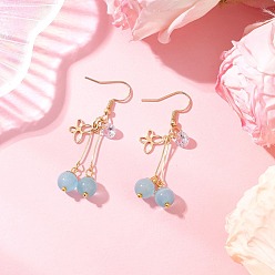 Лазурный 304 серьги-подвески «кошачий глаз» из нержавеющей стали, круглые, с кубического циркония, золотые, лазурный, 54 мм