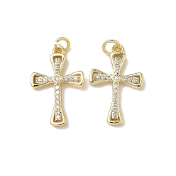 Настоящее золото 18K Латунные микро проложить кубического циркония подвески, с целью перехода в кольце, крестик, без свинца и без кадмия, долговечный, реальный 18 k позолоченный, 21.5x13.5x2 мм, отверстие : 3 мм