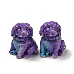 Васильковый Окрашенная натуральная фигурка собаки из императорской яшмы, статуя для гостиной, стола, украшения дома, васильковый, 29~30.5x30.5~31x35.5~36 мм