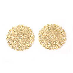 Золотой Латунь филигрань столяры ссылки, стойки покрытие, цветок, золотые, 25x1 мм, отверстие : 0.5~2 мм