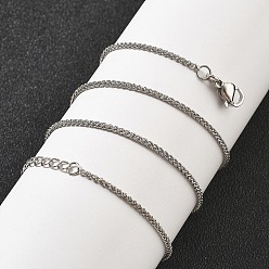 Платина Латунные цепочки из пшеницы ожерелья для женщин, 304 из нержавеющей стали застежкой омар, стойки покрытие, без свинца и без кадмия, долговечный, платина, 17.83 дюйм (45.3 см)