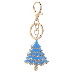 Deep-Sky-blau Goldton Metallschmelz große Anhänger, mit Strass, Weihnachtsbaum-Charme, Deep-Sky-blau, 58x45 mm