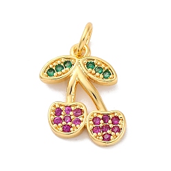 Настоящее золото 18K Латунные микро проложить кубического циркония подвески, черри прелести, стойки покрытие, долговечный, без свинца и без кадмия, с целью перехода в кольце, реальный 18 k позолоченный, 15x11x1.5 мм, отверстие : 3.5 мм