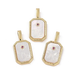 Козерог Стойка металлическая латунная микропрофилированная кубическая циркония подвески, с оболочкой, долговечный, без свинца и без кадмия, реальный 18 k позолоченный, щит с двенадцатью созвездиями, Козерог, 20.5x10x2.5 мм, отверстие : 4.5x2 мм