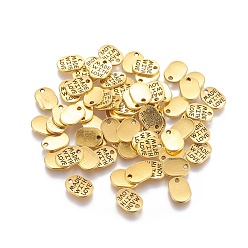 Античное Золото Сплавочные подвески тибетского стиля, без кадмия, без никеля и без свинца, овальные со словом Сделано с любовью, античное золото , 11x8x2 мм, отверстие : 2 мм