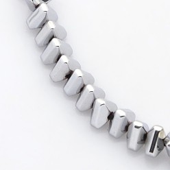 Platinum Plated Electroplate Non-magnetic Synthetic Hematite Beads Strands, Triangle, Platinum Plated, 4x4x3mm, Hole: 1mm, about 139pcs/strand, 15.7 inch