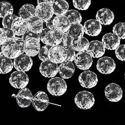Прозрачный К 9 стекло, имитация Австрийские кристаллические шарики, класс AAA, граненые, рондель, прозрачные, 8x5.5 мм, отверстие : 0.9~1 мм