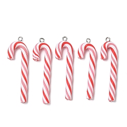 Красный Ручной полимерной глины большие кулоны, шоколадная конфета, с железными петлями, красные, 46~52x12~14x4~4.5 мм, отверстие : 2 мм