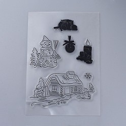 Clear Silicone Stamps, for DIY Scrapbooking, Photo Album Decorative, Cards Making, Stamp Sheets, Christmas Themed Pattern, 160x110x3mm