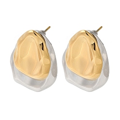 Золотой & Цвет Нержавеющей Стали Женские серьги-гвоздики из нержавеющей стали, слеза, реальный 18 k позолоченный и цвет нержавеющей стали, 26x18 мм